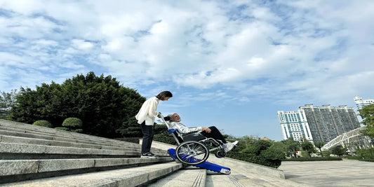 manual electric wheelchair for a senior down stairs with portable stairlift