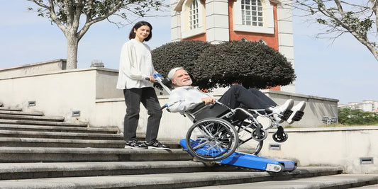 use mobile stair lift to lift wheelchair on outdoor steps